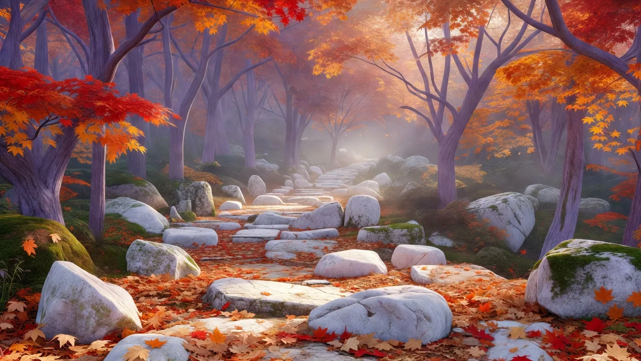 石畳に落ちた紅葉の葉